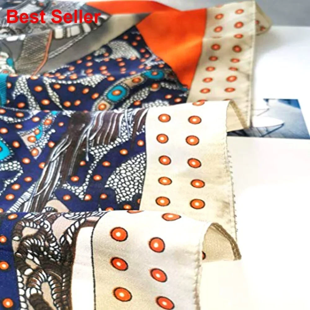 Silk Feeling Scarf Medium Square Satin Head Scarf for Women